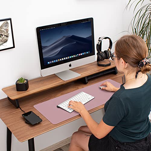 Aothia Double-Sided PU Leather Desk Pad - Non-Slip Large Mouse Pad & Desk Mat for Office, Home - Waterproof, Easy to Clean, Durable Dual-Sided Surface (23.6"x13.7", Purple) - color: Purple, size: 23.6" x 13.7"