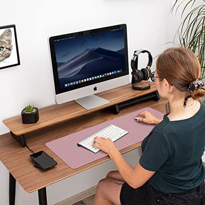 Aothia Double-Sided PU Leather Desk Pad - Non-Slip Large Mouse Pad & Desk Mat for Office, Home - Waterproof, Easy to Clean, Durable Dual-Sided Surface (23.6"x13.7", Purple) - color: Purple, size: 23.6" x 13.7"