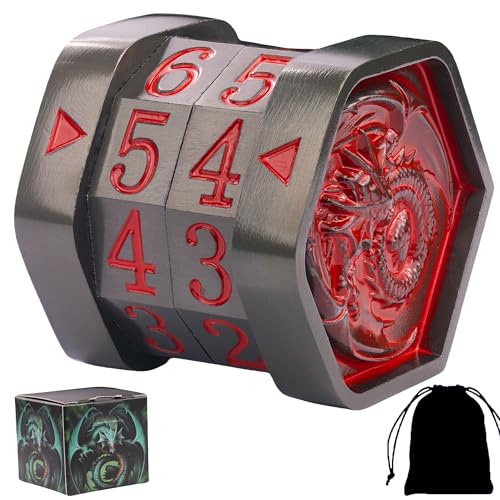 MTG Life Counter MTG Metal MTGs Commander Life Counter Wheel, No Installation Required Gift Box Packaging Suitable for Board Games, Card Games, Compatible with MTGs and TTRPG(Black Nickel_Red) - color: Black-nickel_red