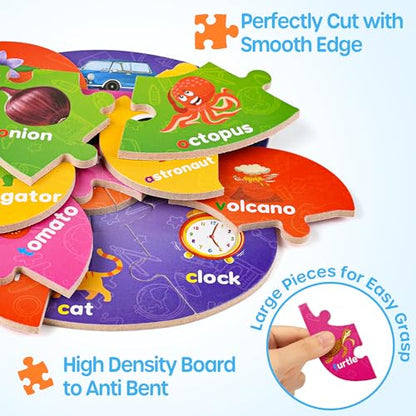 SYNARRY Number and Alphabet Puzzles for Kids Ages 3-5, ABC Learning for Toddlers Ages 3+, Preschool Activities Letter Puzzles Montessori Educational Toys Gifts for 4 5 6 7 8 Year Old Boys Girls - style: ABC+numbers(special-shaped)