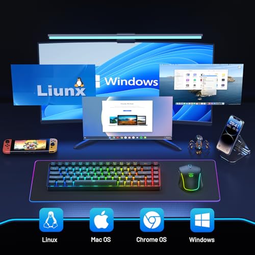 Snpurdiri 60% Wireless Gaming Keyboard and Mouse Combo,LED Backlit Rechargeable 2000mAh Battery,Small Membrane But Mechanical Feel Keyboard + Popular RGB Mice for Gaming,Business Office - color: Black Combo