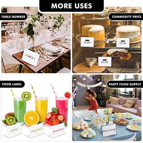 Teling 12 Pcs 3.5 x 2.5 Inch Acrylic Business Card Holder Slant Back Sign Holders Clear Name Display Mini Acrylic Stands l Shaped Display Stand for Classroom Home Office Decorating Supplies