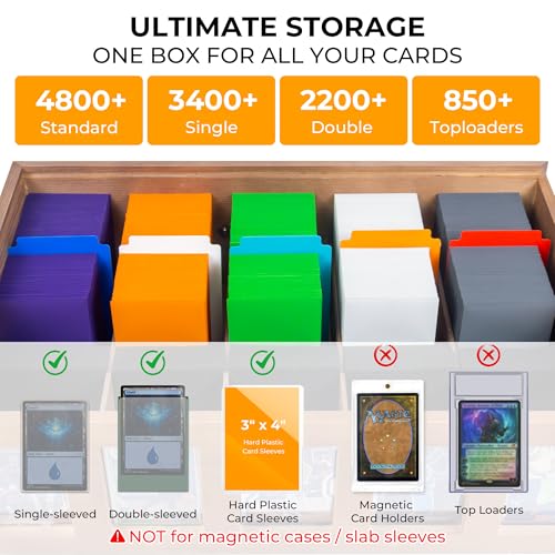 Wooden 5-Row Toploader Storage Box 850 Toploaders 4800 Standard TCG Cards