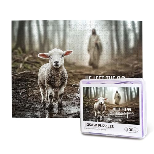 Christian Puzzles for Adults 500 Pieces Jesus Religious Jigsaw Puzzles Adult Jesus Lamp Picture Puzzles Decor Christian Gifts for Women Man Easter Gift - color: Jesus Save Lamb Puzzle, size: 500PCS