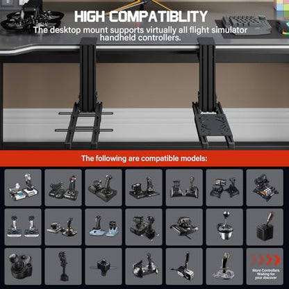 Likeem 2 Set Desk Mount for Flight Sim Game Joystic, Aluminum Flight Stick Desk Mount,for Logitech X52, X52 Pro, Thrustmaster T-Flight HOTAS, T.16000M, TCA