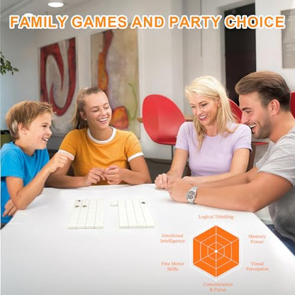 Vita Mahjong Game Set with Stickers, 65 Tiles DIY Plastic Mahjong Block Set, 2 Player Seaside Escape Push Tiles Game (White) - color: White