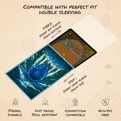 Stained Glass Island MTG Card Sleeves (Smooth) - 104 Count Standard Size TCG Sleeves - Compatible with Magic The Gathering - Double Sleeving - Original Art Design, Premium Protection - color: Stained Glass Island