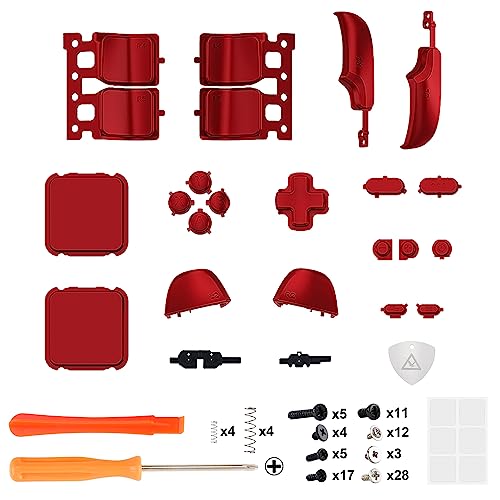 eXtremeRate Scarlet Red Replacement Full Set Buttons for Steam Deck, DIY Custom ABXY D-pad Trackpad Bumpers Triggers Buttons Screwdriver Tool for Steam Deck LCD Handheld Console - Console NOT Included - color: Scarlet Red