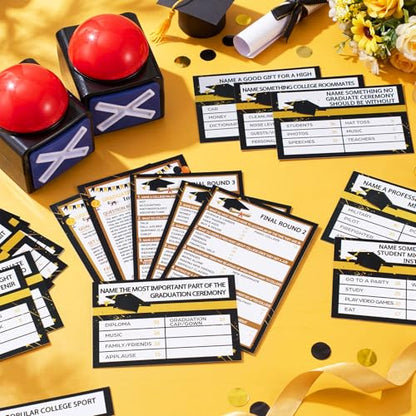 Shappy 25 Pcs Graduation Friendly Feud Game with 2 Answer Buzzers, Graduation Trivia Game Feud Card Festival Guessing Holiday Activity for Class School Team Groups Party