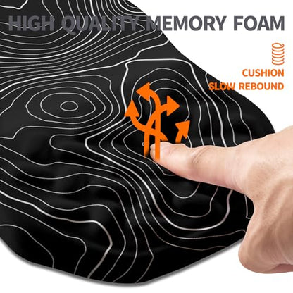 Ergonomic Slope Mouse Pad Wrist Support, Wrist Rest Mousepad for Carpal Tunnel Pain Relief with Massage Bulge and Slow Rebound Memory Foam (12x8 inch, Black Contour Lines) - color: Am016-black Contour Lines