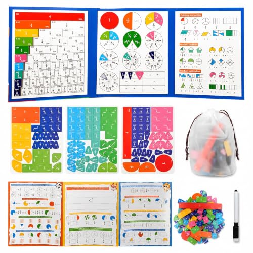Magnetic Fraction Tiles Circles Playbook Homeschool Math Manipulatives | STEM Educational Games, Visual Learning Tools, Elementary Classroom Activities, Addition Subtraction Aids, Gifts for Boys