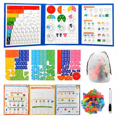 Magnetic Fraction Tiles Circles Playbook Homeschool Math Manipulatives | STEM Educational Games, Visual Learning Tools, Elementary Classroom Activities, Addition Subtraction Aids, Gifts for Boys