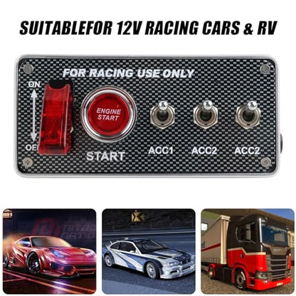 4 +1 Rocker Switch Panel for USB Simulator Racing Games; PC Carbon Fiber Ignition Switch Panel Carbon Fiber for Assetto Corsa Engine Start Stop Push Button Box Dirt Rally2