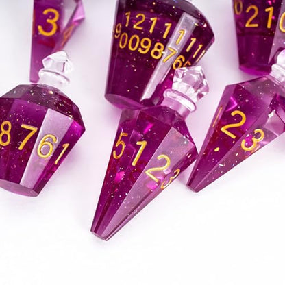7PCS Potion DND Dice Set,Transparent Sharp Edge Die Set D&D RPG Polyhedral Dice,for Dungeons and Dragons TTRPG Games Roleplaying Games.(Deep Purple) - color: Deep Purple
