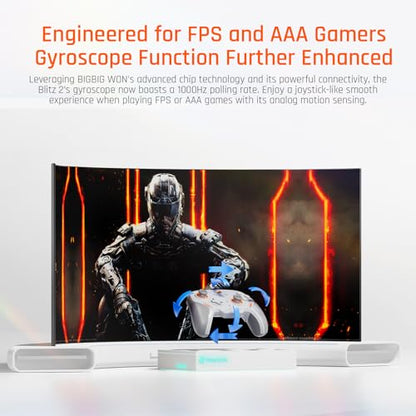 BIGBIG WON BLITZ2 Wireless Controller, 16 Fully Mechanical Micro Switch, 2000Hz Report Rate, TMR Electromagnetic Joysticks, PC Controller for PC/Switch/iOS/Android - size: BLITZ2-TMR Joysticks