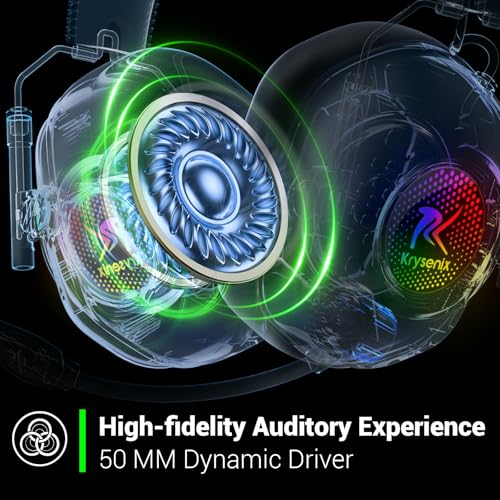 Wireless Gaming Headset with Noise Canceling Microphone for PC, PS5, PS4, Switch, Mac, 2.4 GHz Wireless & Bluetooth 5.4 Gaming Headphones, Cool RGB Lighting, 40Hr Battery, 50mm Drivers(Black Green) - color: Black Green
