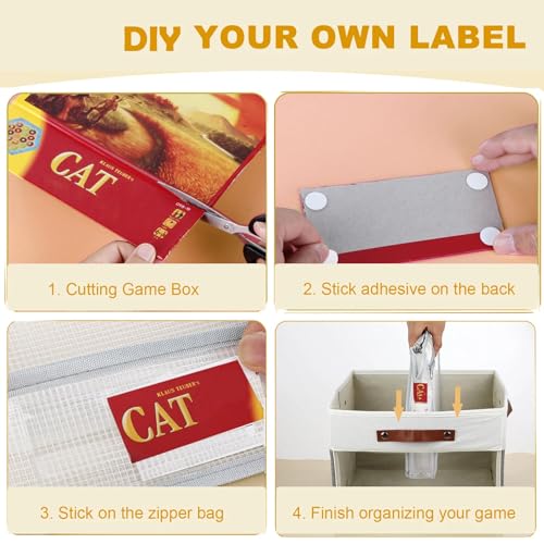 Large Board Game Storage Box with 6pcs Double-Layer B4 Zipper Bags, Board Game Organizer with Clear Window and DIY Label,Game Storage Containers for Office Supplies,Puzzles,Building Blocks,Craft