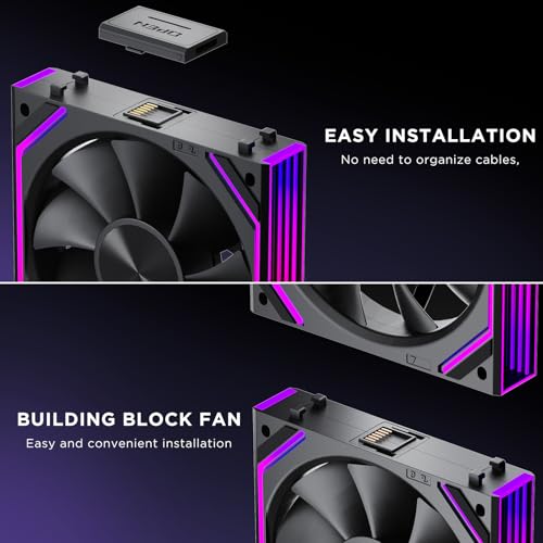 Interstellar V2 RS 120mm PC Reverse Blade Case Fan Infinity Mirror Module Daisy-Chain ARGB Fan Triple Pack Suitable Computer Cooling Fans 360mm AIO Cooler(Black) - color: V2RS Black Reverse-1Piece