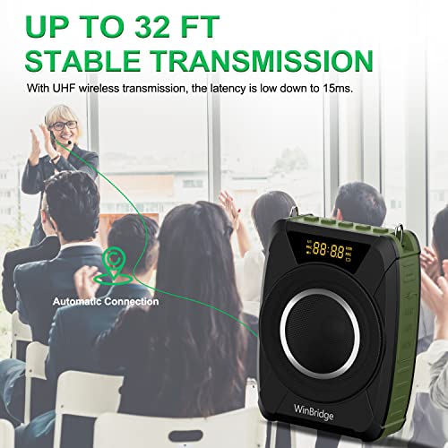 Waterproof Voice Amplifier with Wireless Microphone Headset M801 20W | Microphone with Speaker Portable Megaphone with Mic, Bluetooth Personal PA System for Teachers, Tour Guide, Singing, Elderly - color: black