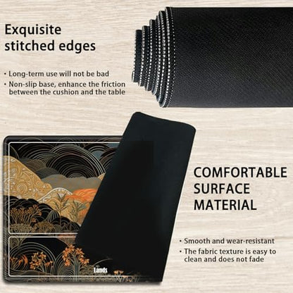 MTG Playmat with Zones, TCG Card Game Play Mat with Stitched Edges, Non-Slip Rubber Base Gaming Desk Mat, Smooth Surface 24 x 14 Inch, Japanese Abstract Art - color: Japanese Abstract Art, size: Zone 1