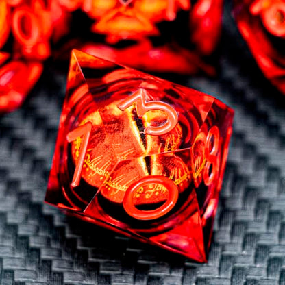 ARUOHHA DND Resin Dice Gazes Eye Dice Red Liquid Core Flaming RPG Sharp Edged Dice Set with Gift Box, Polyhedral D and D Dice Set Compatible with Dungeons Dragons Role Playing Game D20 D6 - color: Sl01-red