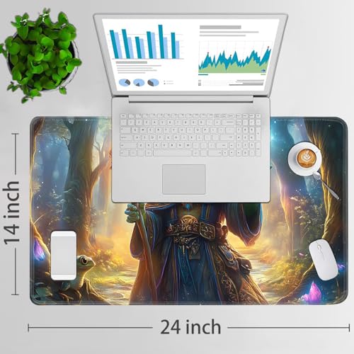 for MTG Game Playmat - 24 x 14 inches with Dices and Storage Bags, Non-Slip Base for TCG and Board Game Card Mats, Trading Card Games Mat, Frog Wizard Pattern Collectible Card Playmats - color: Jv-playmat-p7-1-d106