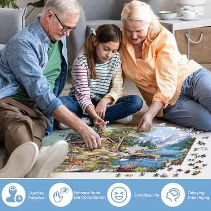 500 Piece Puzzle for Adults, Mountain Cabin Lake Jigsaw Puzzle 500 Piece for Seniors Teens, Family Puzzles Game Interlock Perfectly No Dust, Home Decoration Puzzles Birthday Party Gift for Men Women - style: Cabin Lake Beer Puzzle