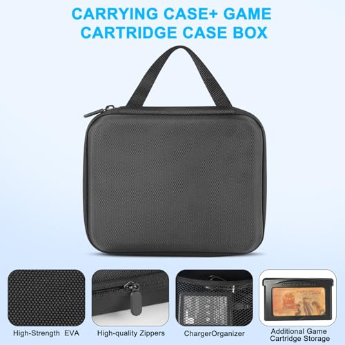 Carrying Case for Gameboy Advance GBA, Hard EVA Shockproof Travel Storage Bag for Console & 8 Game Cartridges, Portable Pocket with Top Mesh Pocket for Charger Cable, Black