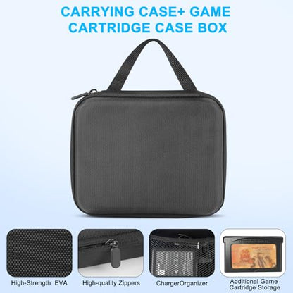 Carrying Case for Gameboy Advance GBA, Hard EVA Shockproof Travel Storage Bag for Console & 8 Game Cartridges, Portable Pocket with Top Mesh Pocket for Charger Cable, Black