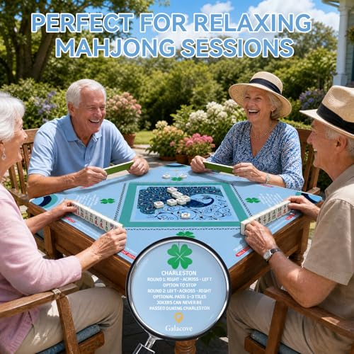 33" x 33" Aqua Peacock American Mahjong Mat - Non-Slip Neoprene Pad, Noise Reducing, Easy Clean, Portable for Home, Travel & Airbnb - color: Aqua Peacock