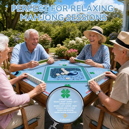 33" x 33" Aqua Peacock American Mahjong Mat - Non-Slip Neoprene Pad, Noise Reducing, Easy Clean, Portable for Home, Travel & Airbnb - color: Aqua Peacock