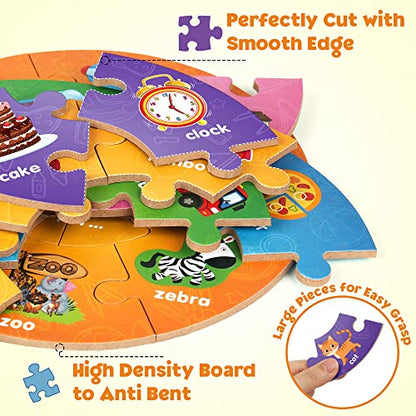 SYNARRY Number and Alphabet Puzzles for Kids Ages 4-6, Alphabet Learning Toys for Kids Ages 3-5, ABC Puzzles Preschool Learning Activities Educational Toys Gifts for 3 4 5 6 7 8 Year Old Boys Girls - style: ABC+numbers(circle)