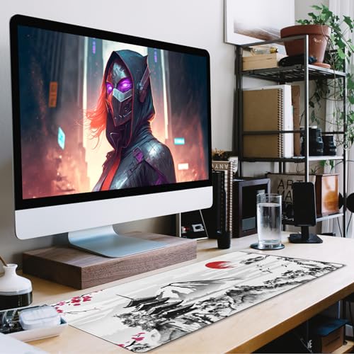 Japanese Landscape Large Mouse Pad Large Extended Mouse Pad | 31.5x15.7inch Big Computer Mousepad Waterproof Non-Slip Rubber Mice Pads Stitched Edges - color: Landscape, size: 31.5" x 15.7"