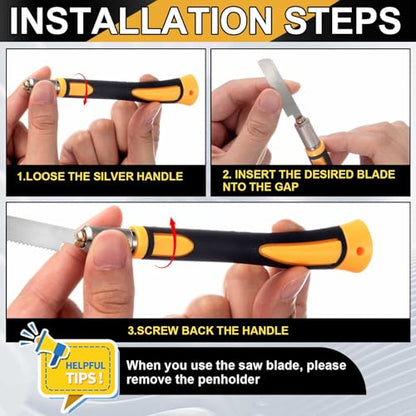 Honoson Mini Hand Saw Model Tools Small Hobby Saw Blades Kit with 9 Tiny Razor Hacksaw Blades for Miniatures, Modeling, DIY Crafts, Plastic Models, Wood(Yellow,Style 2) - color: Yellow, style: Style 2