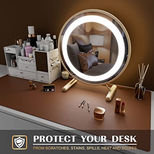 K KNODEL Large Office Leather Desk Mat, Mouse and Keyboard Pad, Computer and Laptop Mat, Desktop Protector and Cover, Writing Pad and Blotter (35.4"x17", Brown) - color: Brown, size: 35.4" x 17"