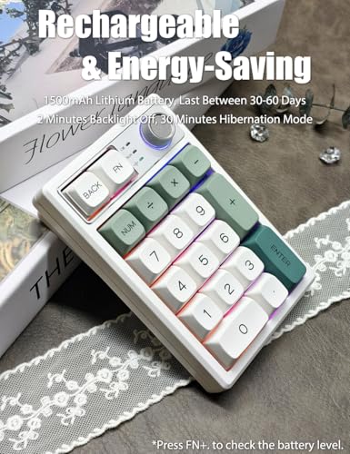 Gasket Creamy Mechanical Numpad Programmable Keypad RGB LED Backlit | Wireless 2.4G/Bluetooth/Wired USB-C Hot Swappable Macro Number Pad Rechargeable Numeric Keyboard Metal Knob, Botanic Garden - color: Botanic Garden