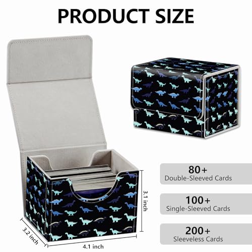 Strong Magnet MTG Demon Deck Box Playing Card Case Magic Deck Box Creative Pattern Trading Card Storage Box for TCG for Collectible Games, Cute Black Green Blue Dinosaurs - color: Cute Black Green Blue Dinosaurs
