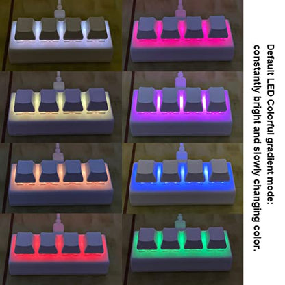 Mini 4 Keys Macro Mechanical Keypad, RGB Game Keyboard, USB-C | Portable One-Handed, Fully Programmable Keys, for Windows Mac OSU HID Standard, RGB Backlight, Red Switches, Hot Swap
