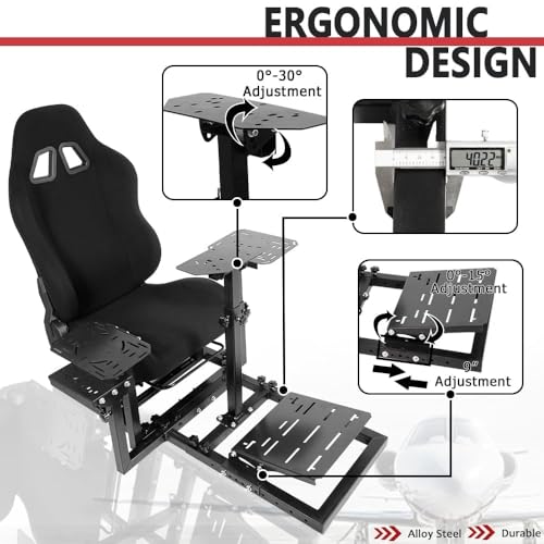 Supllueer Racing Flight Simulator Cockpit with Black Seat Fit for Thrustmaster Hotas Warthog,for Logitech G29 G920 X52 X56, Sim Racing Cockpit, Wheel Pedal Throttle Joystick Keyboard Not Included