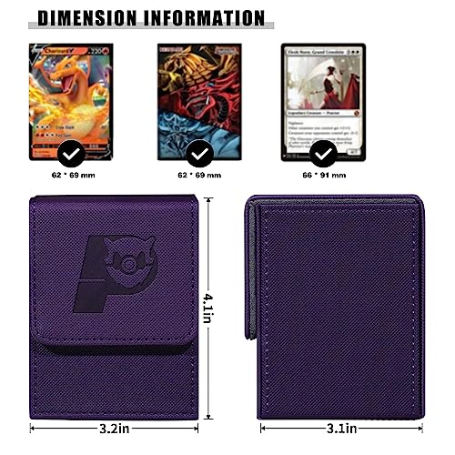 Game Card Deck Box For Commander Deck Box With 2 Dividers, Card Storage Box Fits 100+ Single Sleeved Cards, PU Leather Strong Magnet Card Deck Case Holder for Magic Yugioh TCG (purple) - color: Purple
