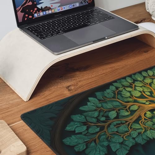 Mystical Green Tree Gaming Mouse Pad, Forest Árbol de la vida Design, XXL Extended Desk Mat, 35.4 x 15.7 inches - color: Tree of Life