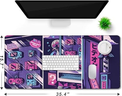 Japanese Comic Desk Mat Large Office Desk Pad Gaming Mouse Pad | Big Mousepad Waterproof Non-Slip 35.4x15.7 Inches Large Mouse Mat Long Extended Mousepads - color: Comic, size: 35.4" x 15.7"