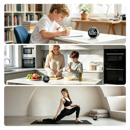Digital Kitchen Timer with Magnetic - Visual Timer with Large LED Display, Pomodoro Classroom Timers with 3-Preset Times, Volume Adjustable, Countdown & Count Up Timers for Cooking