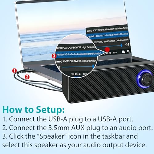 Computer Speakers, USB-A Powered PC Speakers Wired Stereo Desktop Speakers with 3.5mm AUX Audio Plug (No Bluetooth) for Computer, Desktop, Laptop, PC [2026 Version]
