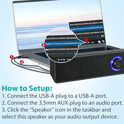 Computer Speakers, USB-A Powered PC Speakers Wired Stereo Desktop Speakers with 3.5mm AUX Audio Plug (No Bluetooth) for Computer, Desktop, Laptop, PC [2026 Version]