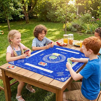 Thick Mahjong Mat 32.68"x32.68", Noise-Reducing Anti-Slip Waterproof & Durable Table Cover with Carrying Bag for Mahjong, Poker, Card Games, Board Games, Dominoes - Blue - color: Blue