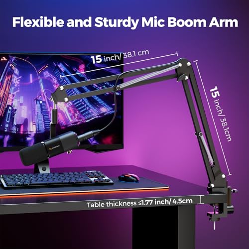 NearStream AM20X Podcast Microphone with Boom Arm, USB/XLR Condenser Microphone for Podcasting/Streaming/Gaming/Record, PC and Audio Mixer, AI Noise Canceling, Gain Control, Sound Monitoring, Mute