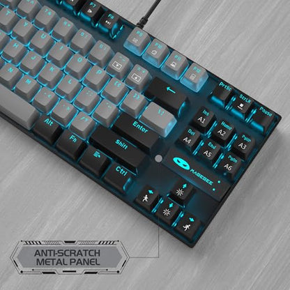 MageGee 75% Mechanical Gaming Keyboard, Blue Switch, LED Backlit, 87 Keys Compact TKL Wired Computer Keyboards for Windows Laptop PC Gamer - Grey/Black - color: Grey Black/Blue Switch