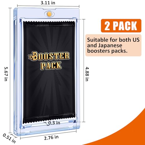 2 Pack Card Booster Pack Display Holder, Magnetic Card Holder for Card Booster Pack, UV Protection