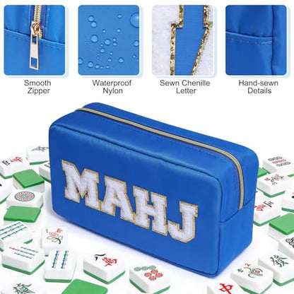 Mahjong Tile Bag Mahjong Bag with Zipper Travel Mahjong Carrying Case Storage Pouch Gifts for Mahjong Lovers Accessories - color: Royal-mahj